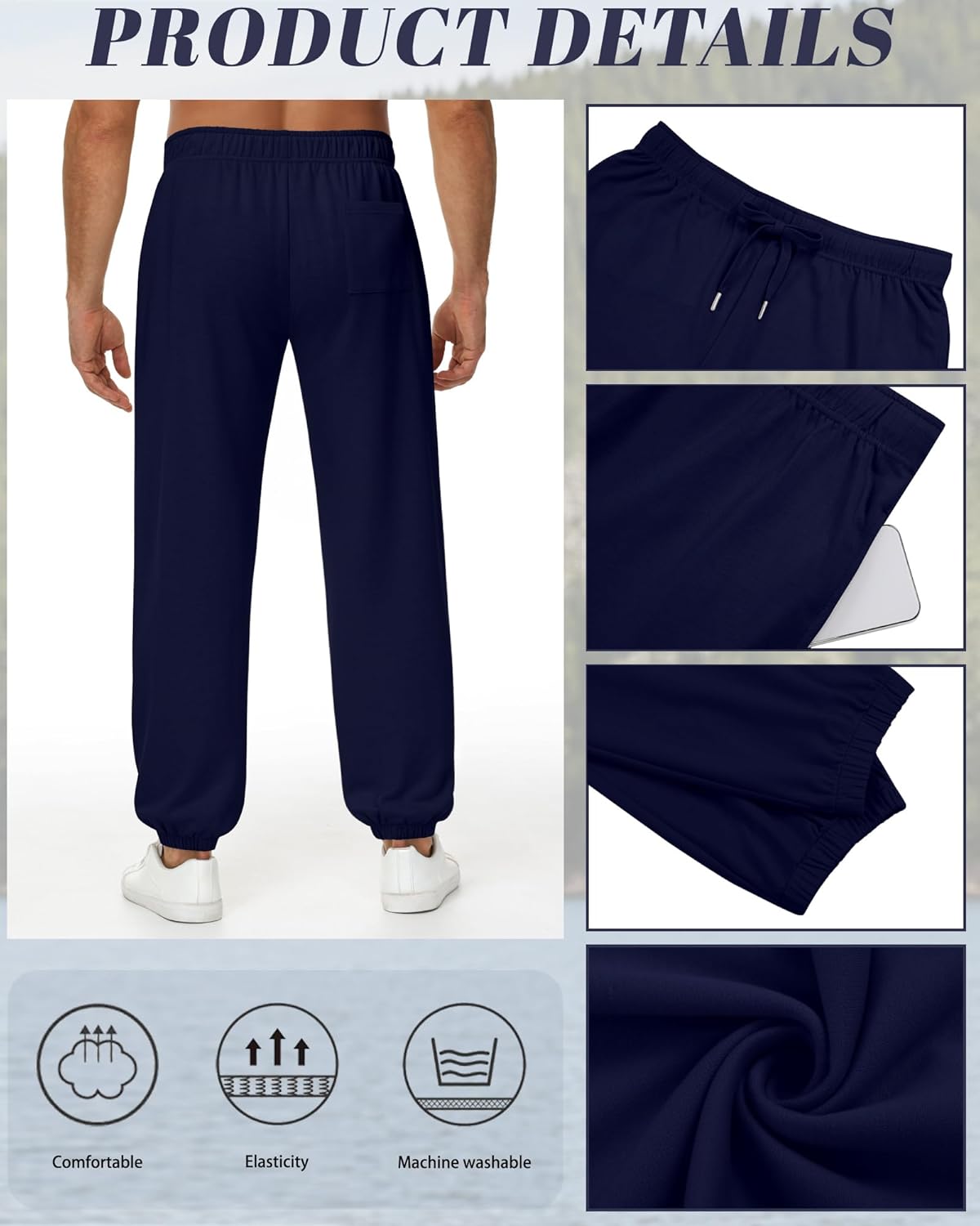 3 Pack Big and Tall Sweatpants for Men Athletic Workout Jogger Lounge Pants with Pockets and Drawstring - Image 5