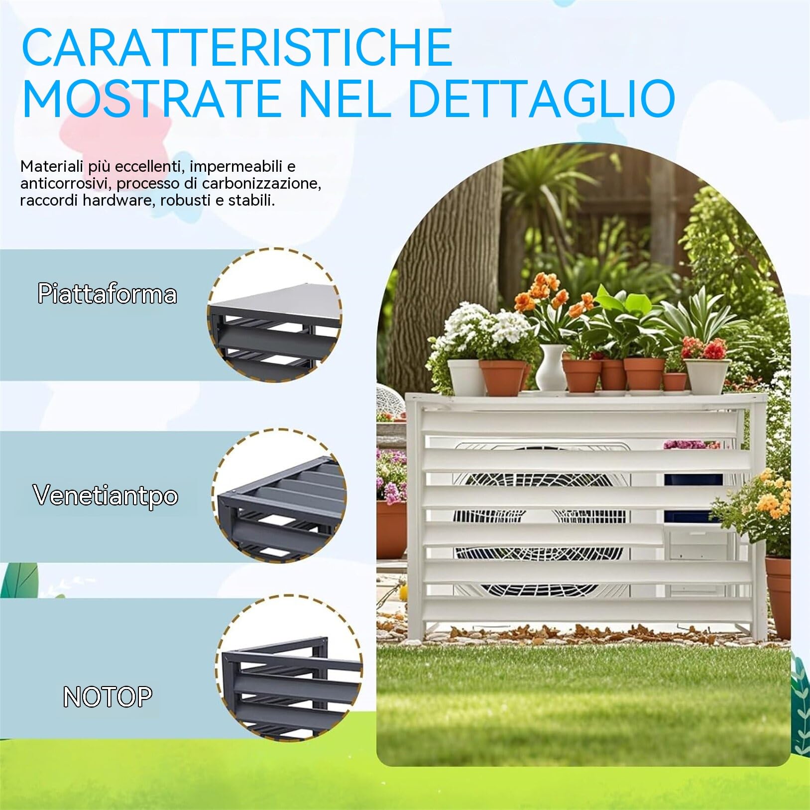 5P(120 * 150 * 70cm) Copertura per Aria Condizionata Esterna, Copri Climatizzatore Multifunzionale - Aumenta Durabilità, Crea Ambiente Confortevole, per Esterni copri climatizzatore