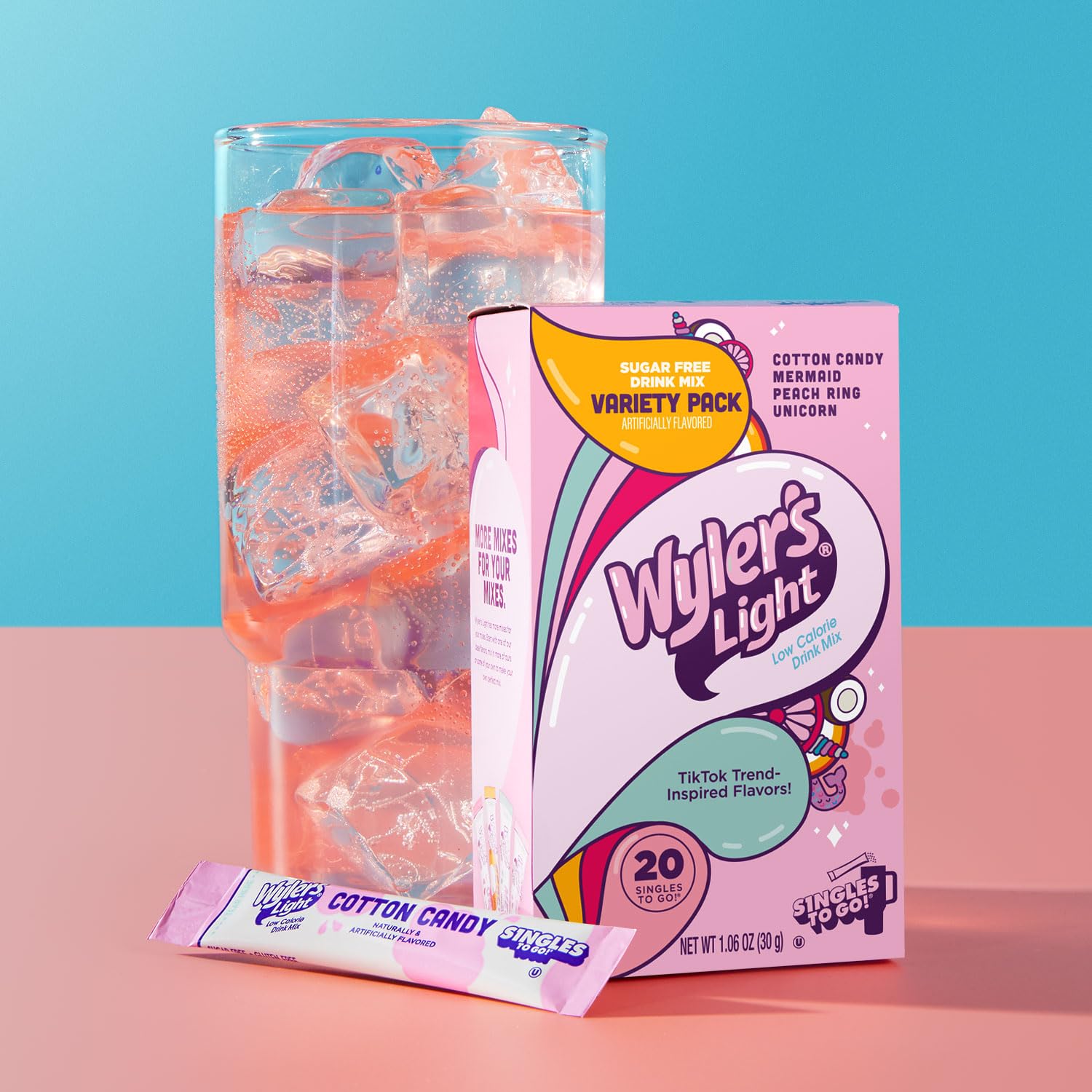 Wyler’s Light Watertok Bundle – V1 & V2 Fun Flavors 40 Singles to Go – Sugar‑Free, Low‑Calorie Water Enhancers for #Watertok