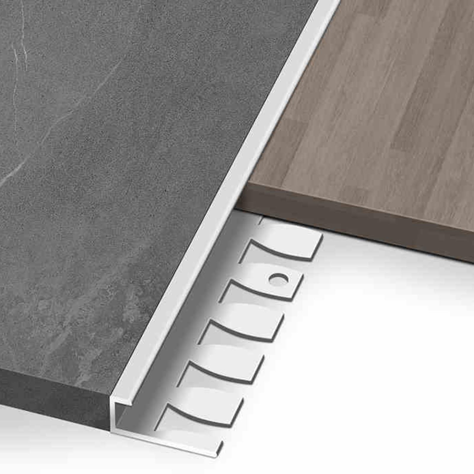 Profilé de transition métallique pour joint de porte et seuil de carrelage argent 18mm