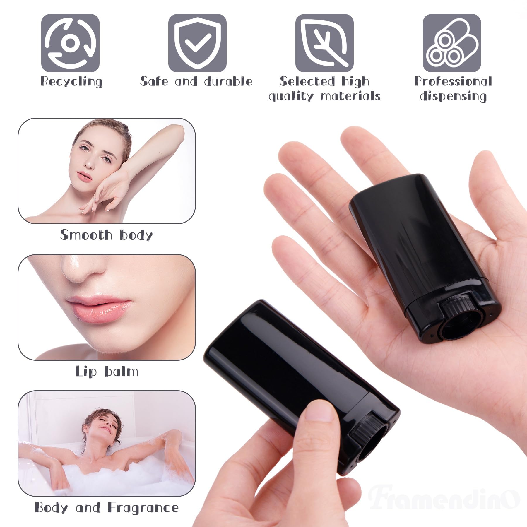 10 Leere Deo-Behälter, 30 Ml, Rund, Schwarz – Für DIY Lippenstift, Deo Oder Creme