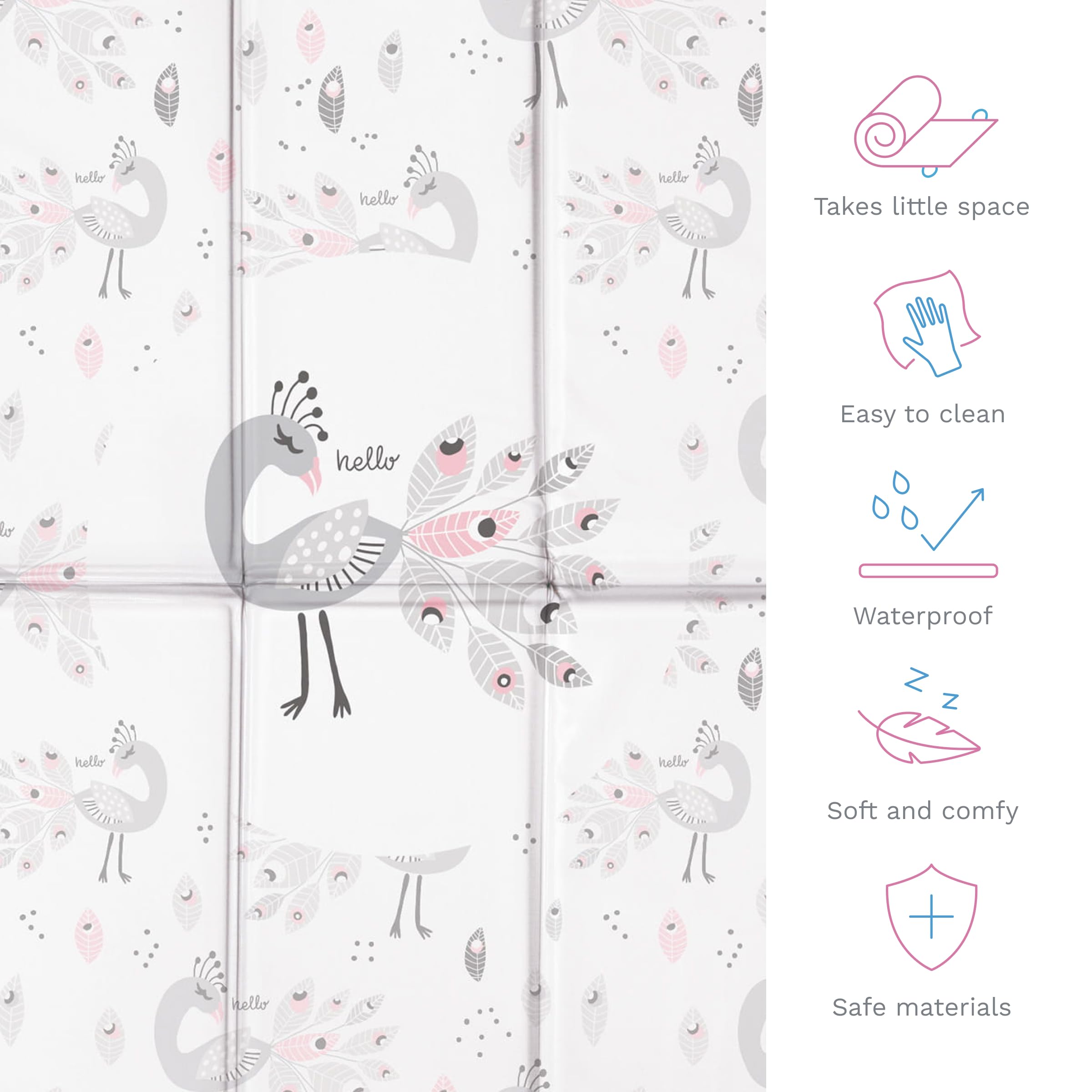 Matelas à langer de voyage pliable pour bébé, doux, imperméable, Portable, changeur de couches (paon)