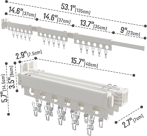 Miniatura 4 de dancrul Tendedero plegable para colgar ropa, para colgar ropa, color blanco