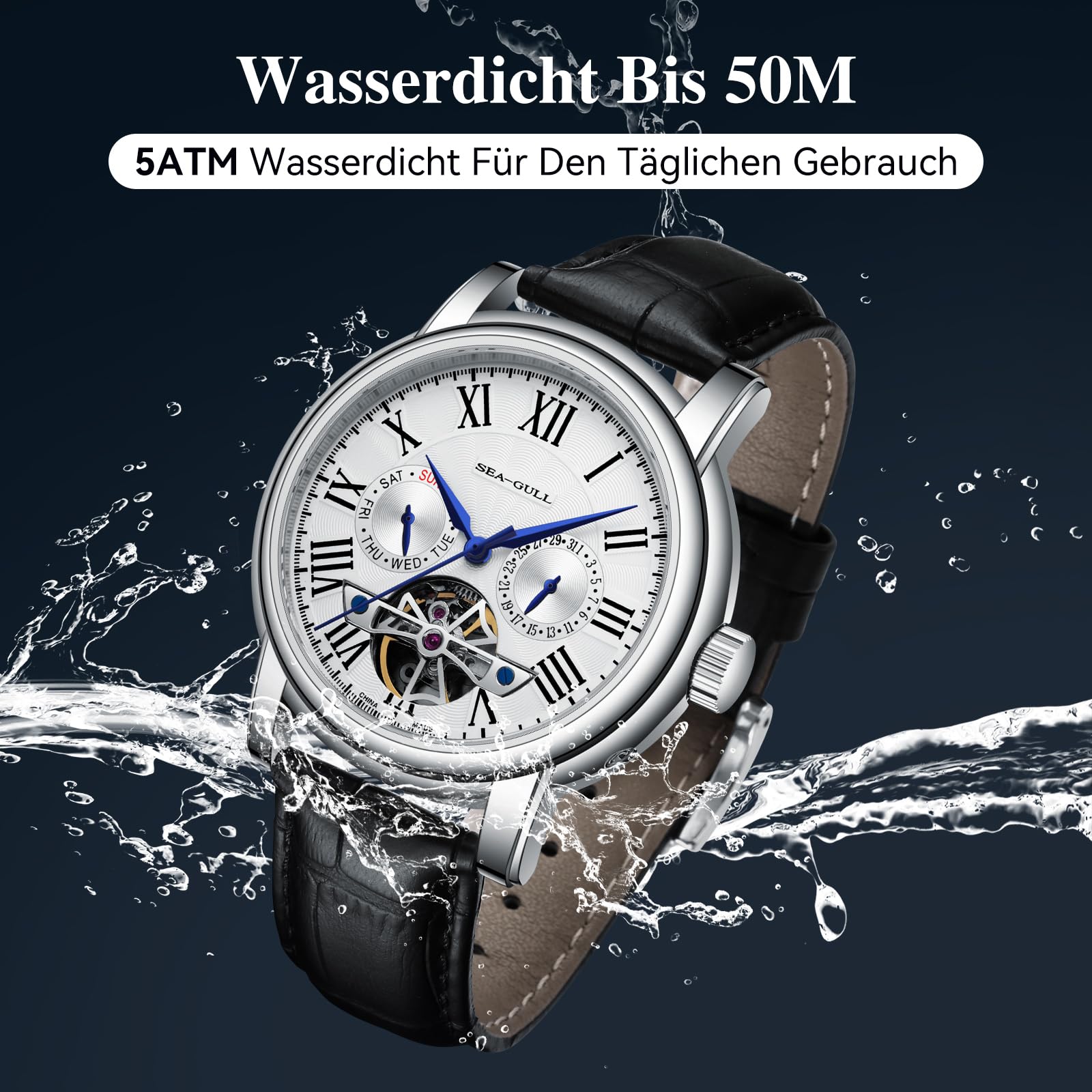 SEA-GULL 2021 Seagull Herrenuhr Hohl Automatische Mechanische Uhr Kalender Potenzial Multifunktions Schwungrad Business Uhren