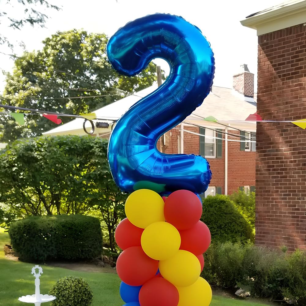 Foil Globo Número 5 Azul 40" (101cm), Inflable Helio o aire, Gigante Numeros 0-9, 10-19, 20-29, 30-100, Grande Globos Decoración para La Boda Aniversario y Cumpleaños Fiestas — view 44