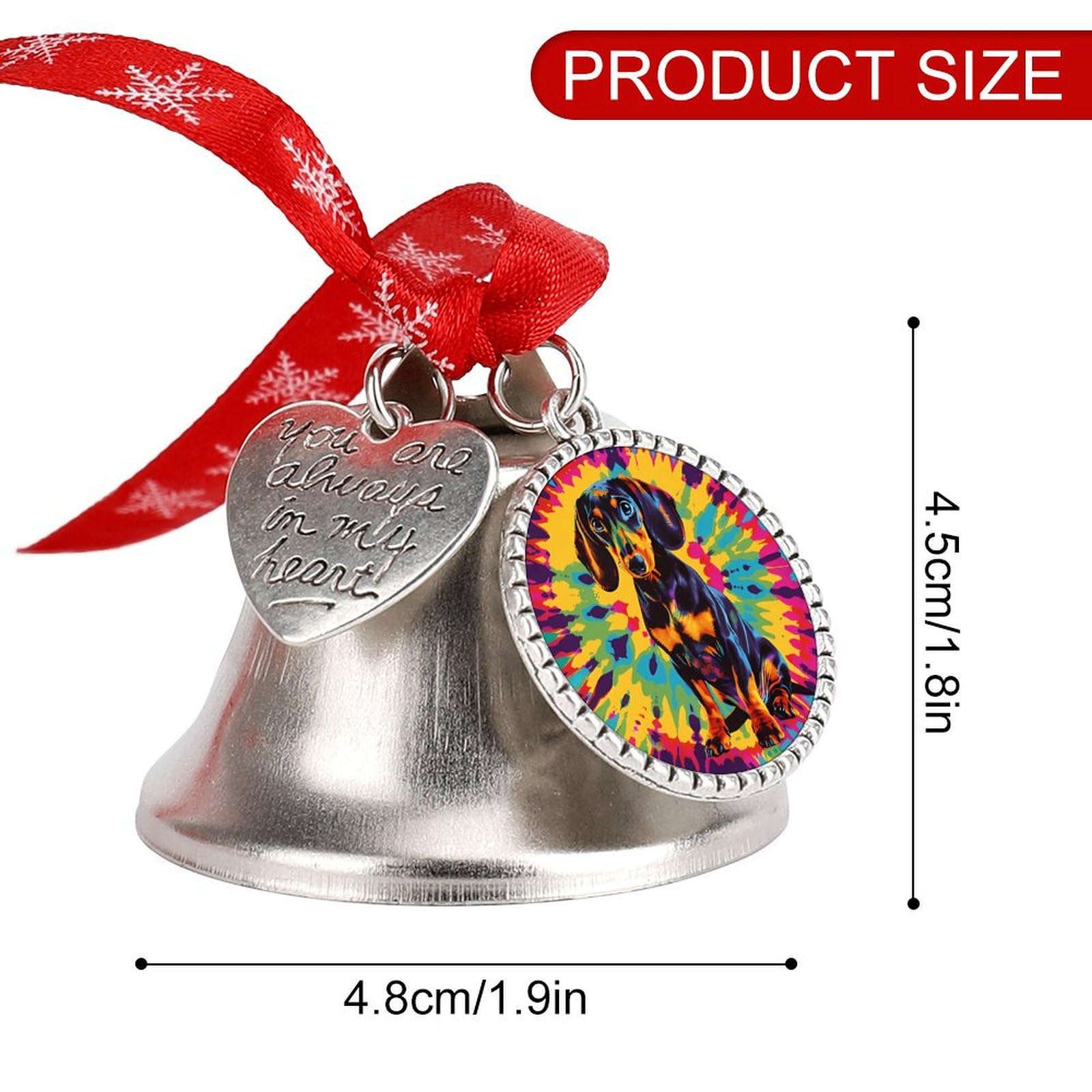 Tie Dye Dachshund Dog Funny Christmas Bell Ornament Cute Xmas Tree Hanging Pendant Decoration for Holidays Party