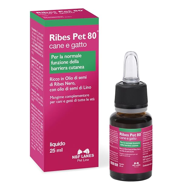 NBF Lanes - Ribes Pet 80 Perro y Gato, Gotas Apetibles 25 ml, para la Función Normal de la Barrera Cutánea
