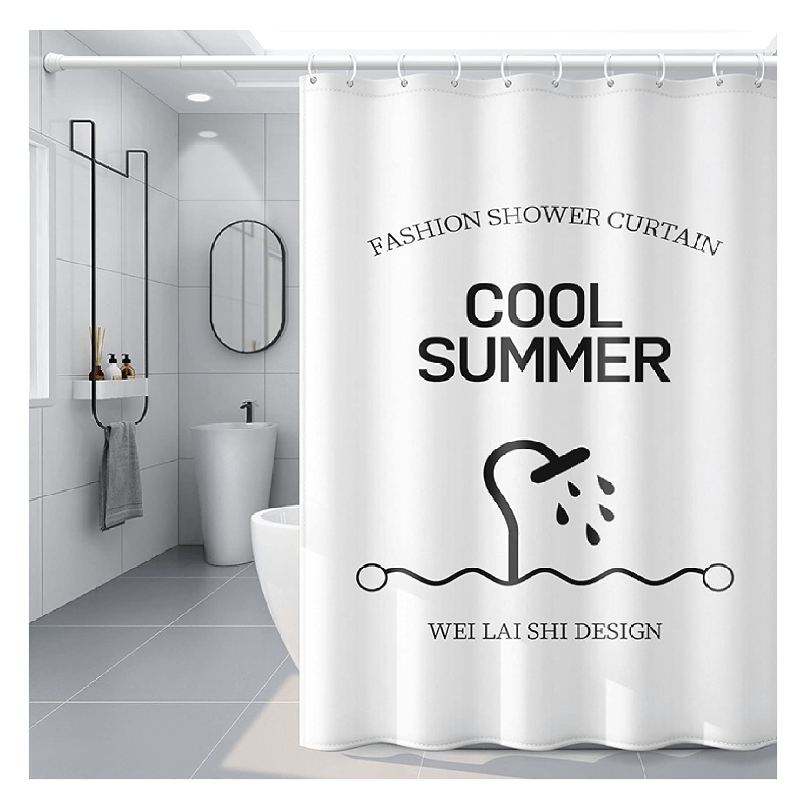 Rideau de douche artistique pour créer une ambiance spa à la maison