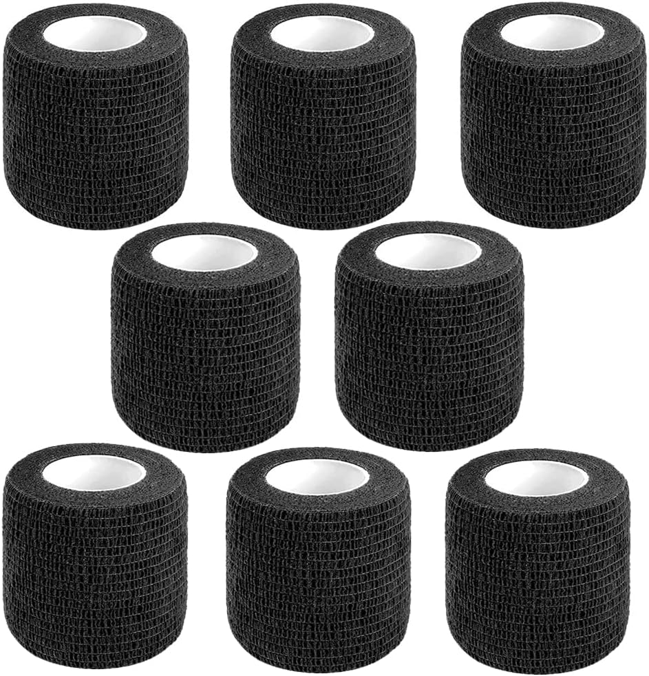 CIYAGPOOU Self Adhesive Bandage Wrap,2 Inch Black Breathable Elastic Cohesive Bandages, Vet Wrap Tattoo Sports Tape Bulk for First Aid Supplies, Wrist Sprains Protection