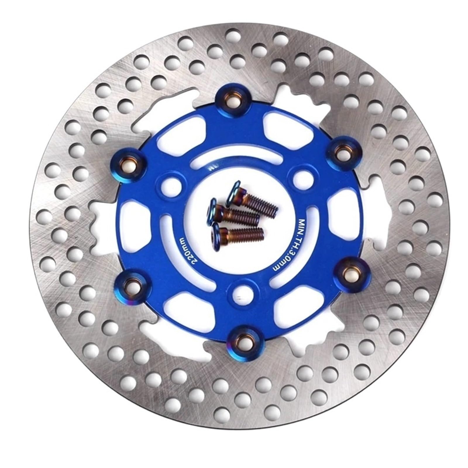 Disco freno flottante Freno A Disco Flottante A 3 Fori Per Moto Universale 220mm * 70mm Per Scooter Per Aerox BWS RSZ FORCE Per M3 Niu(Blue Color screws)
