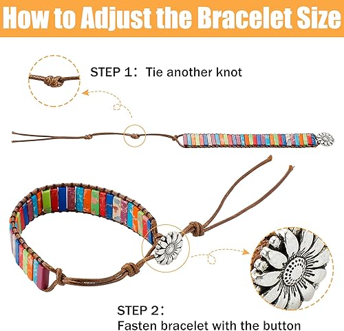 Miniatura 3 de Hicarer 3 pulseras de 7 chakras para mujeres y hombres, piedra natural, cuero envolvente, pulseras de cuentas curativas, piedras curativas, regalos