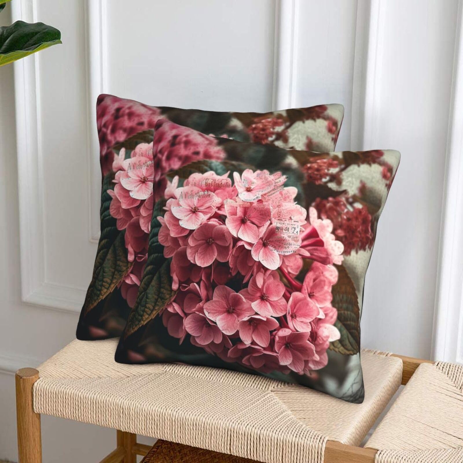 NONHAI Decorative Throw Pillow Covers Set of 2, 12"x12" Square Cushion Case Soft Comfy Flowers Throw Pillows for Couch Cushion Livingroom Farmhouse Home Decor Pillowcases