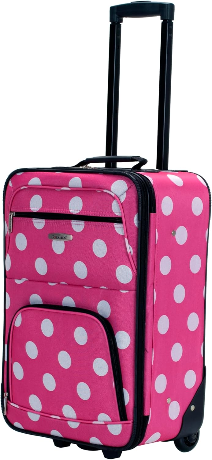 Rockland Fashion Softside Upright Luggage Set, Expandable, Pink Dots, 2-Piece (14/19) - Image 11