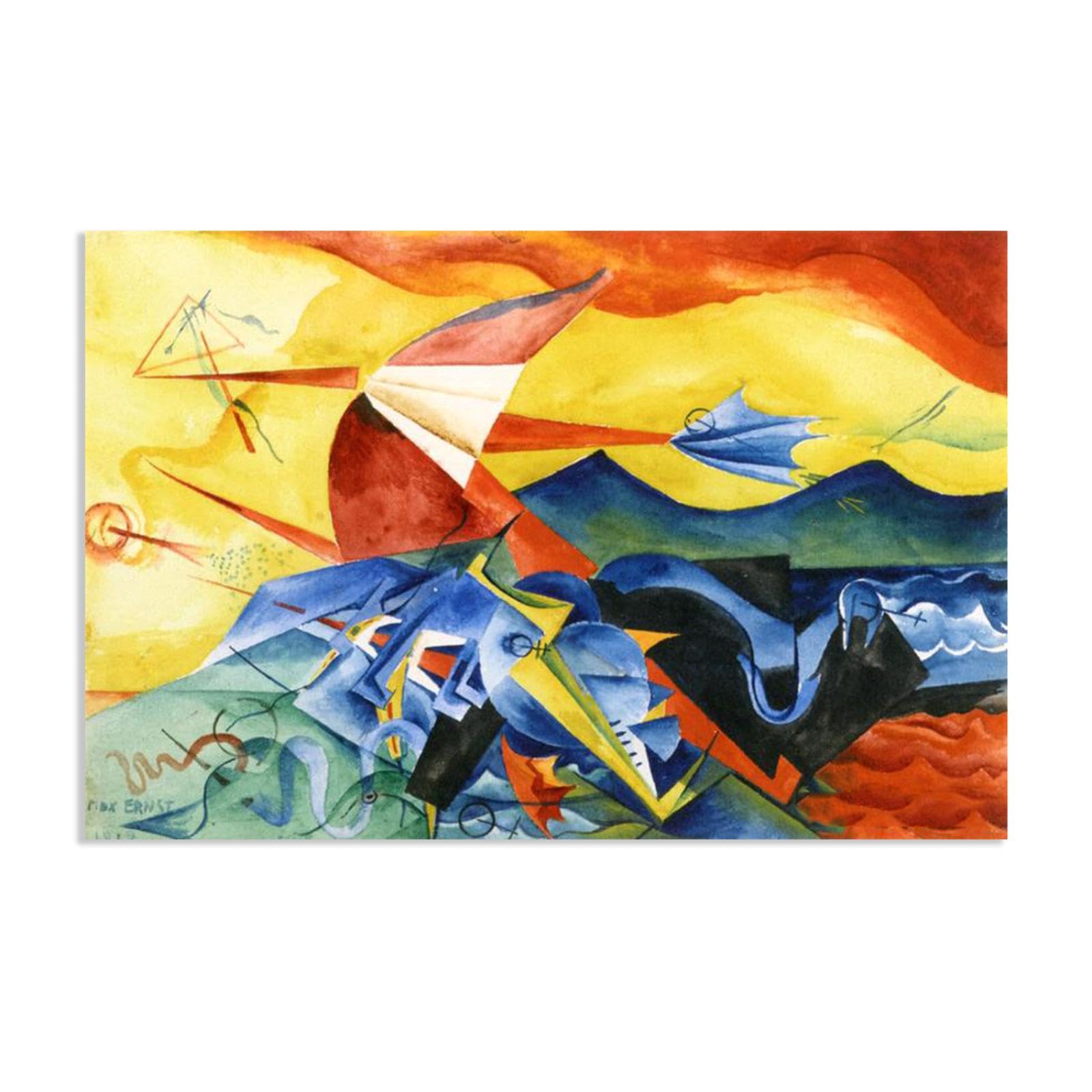 MYCGGDGH Max Ernst Canvas Wall Art Reproductions of Famous Paintings Composition Dreamy Surrealism Poster Elegant Wall Decor for Living room bathroom 45x30cm(18x12in) poster