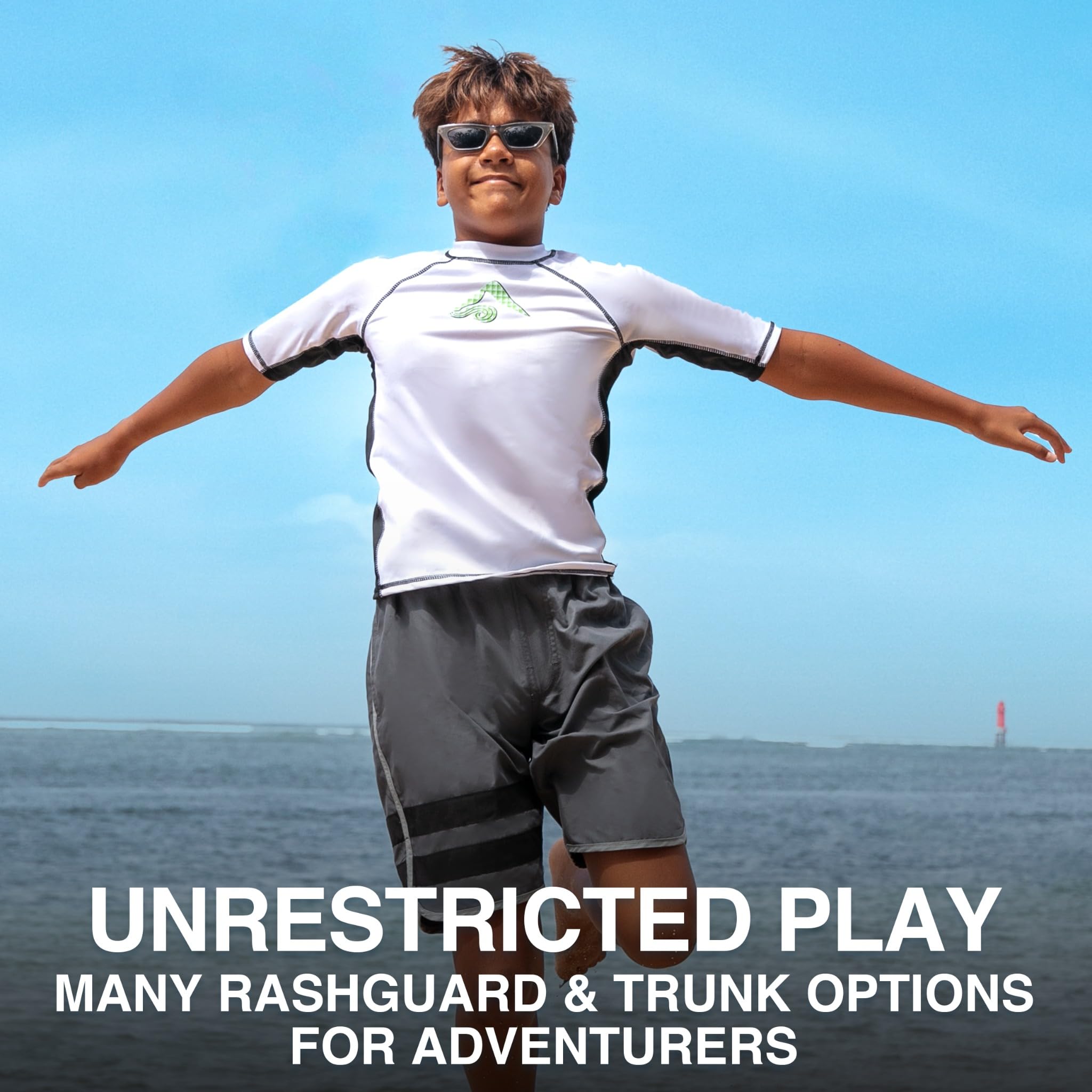 Kanu Surf Jungen Haywire UPF 50+ Sun Protective Rashguard Swim Shirt Rash Guard Hemd, Flex White, Groß