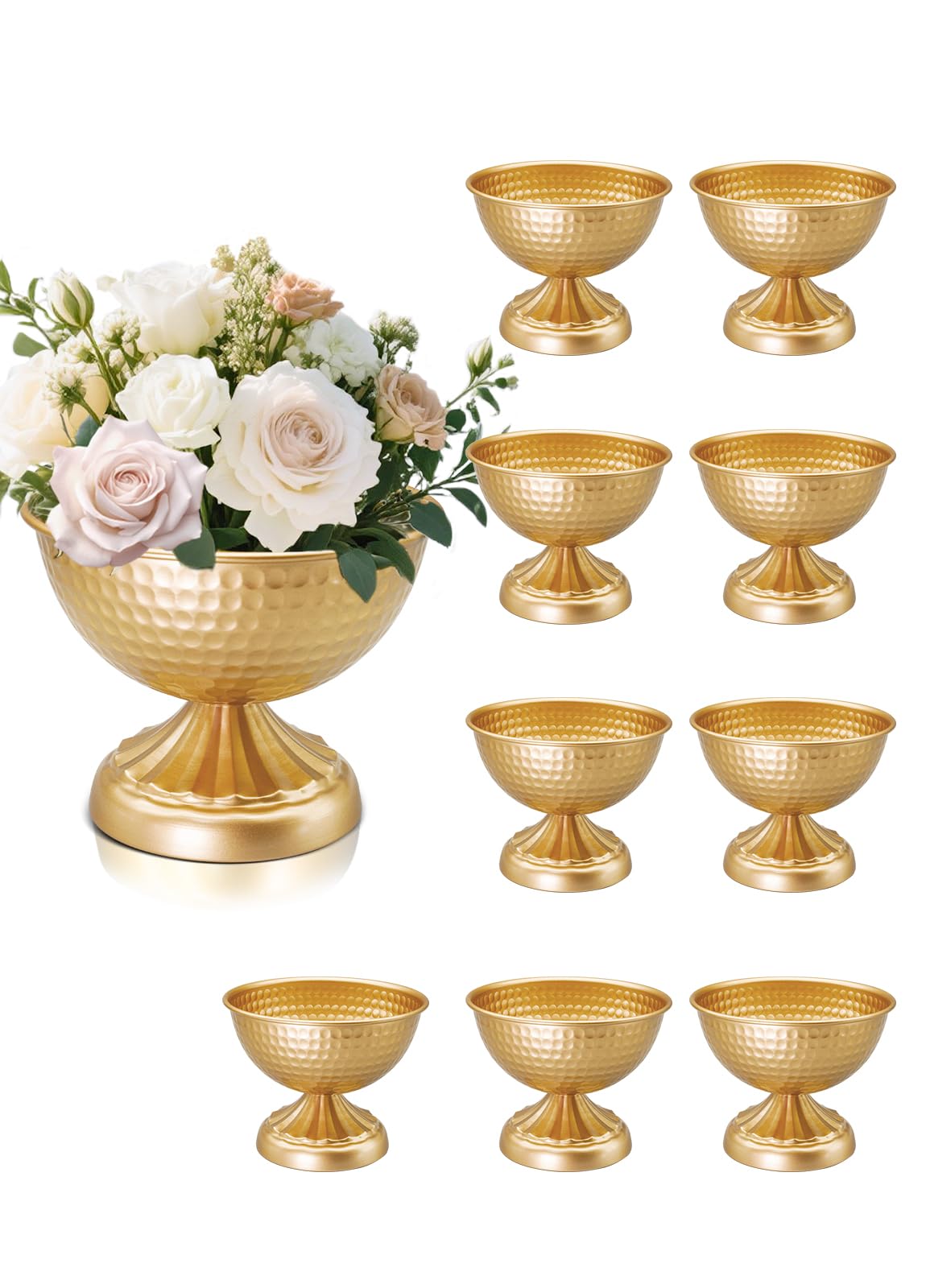 Vase à compote en métal doré pour vos centres de table de mariage vintage