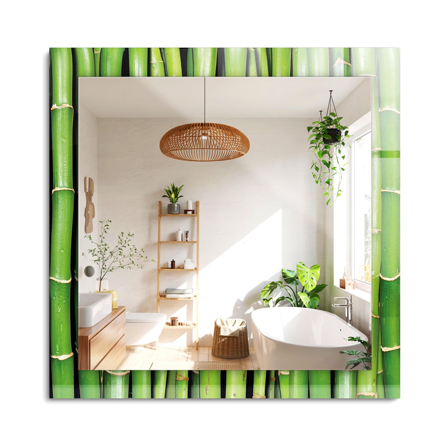 Miroir mural rectangulaire 60x60cm cadre graphique salon et salle de bain