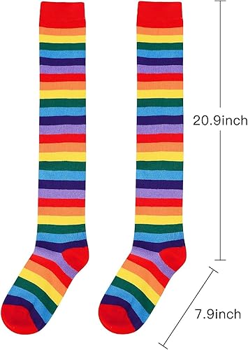 Miniatura 5 de Century Star Calcetines altos hasta el muslo, medias atléticas a rayas para mujer, calcetines largos de tubo por encima de la rodilla, calcetines