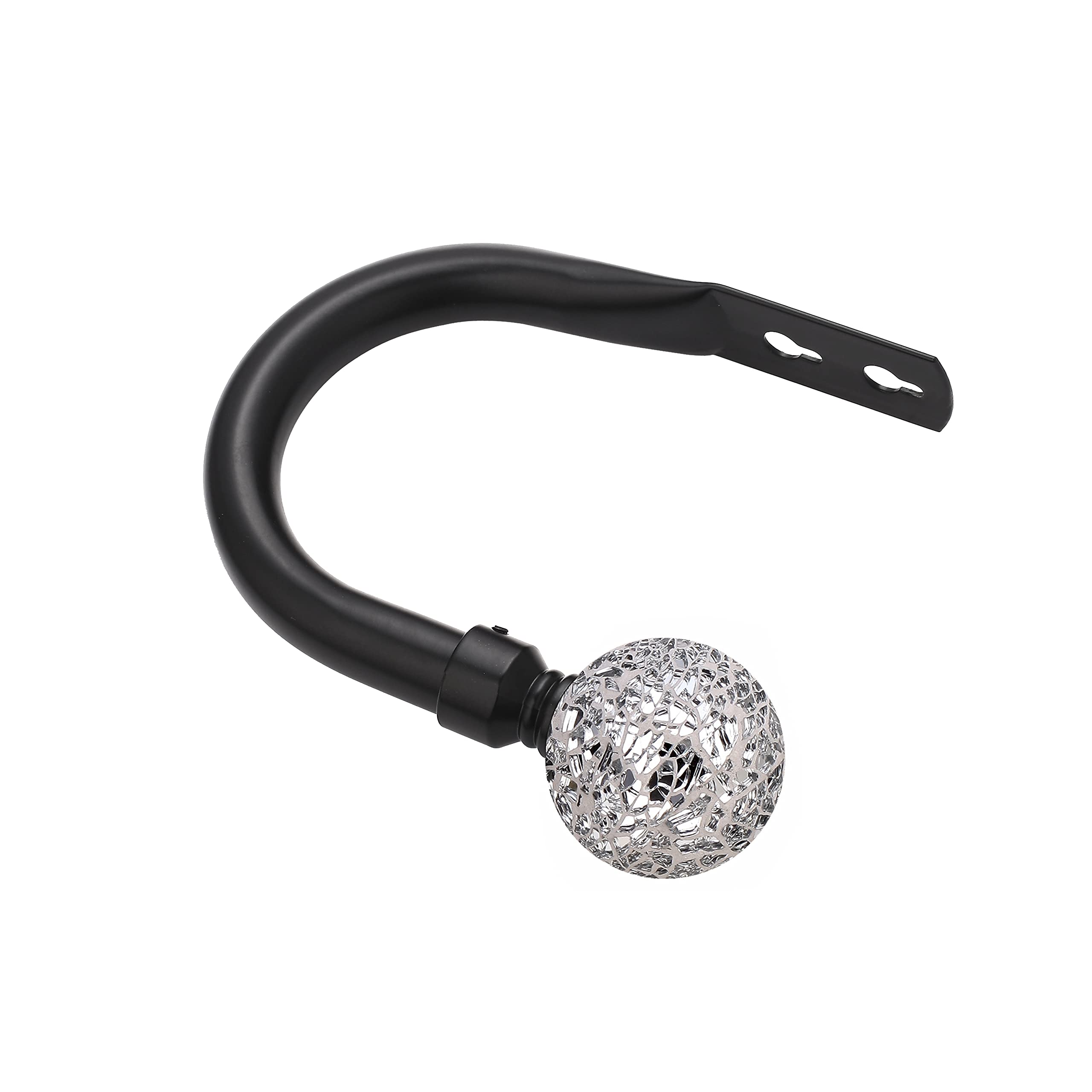 Home Harmony® Cut Glass Ball Finial Telescopic Extendable Curtain Pole set In Black or Silver and Matching Holdbacks Available (Black, Pair Of Holdbacks)