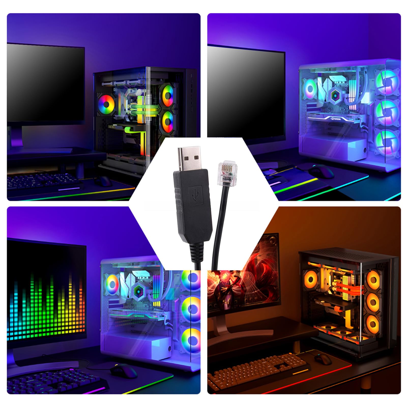 SZYDD USB to RJ12 RS232 Virtual Cable for Seamlessly and Fast Data Transfer and Device Compatibility 180CM Virtual Serial Line