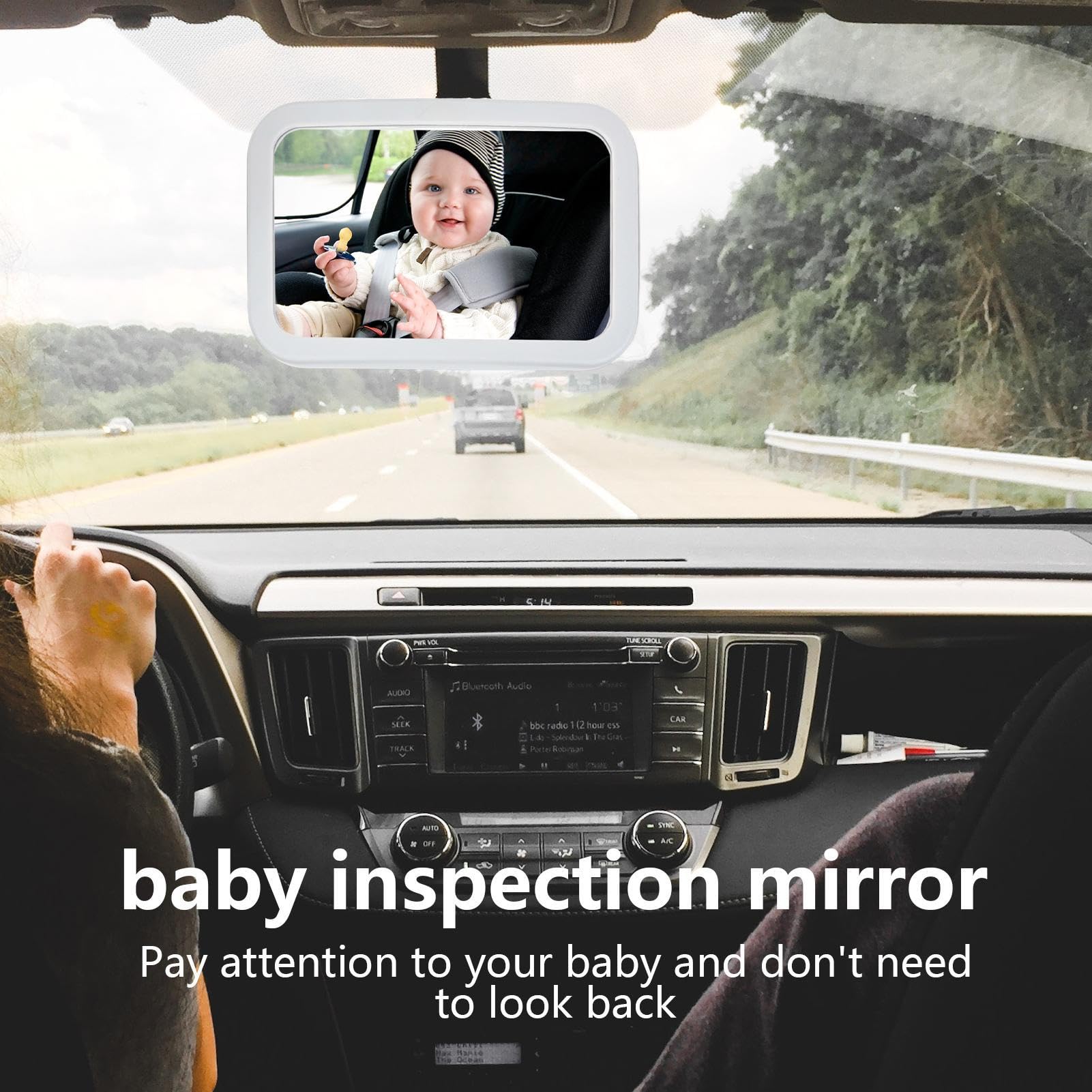 Specchietto Posteriore per Bambini in Auto Monitor LED Interno Con Sicuro | Specchietto Interno Auto Regolabile con USB per Bambini Ideale per Viaggi Lunghi e