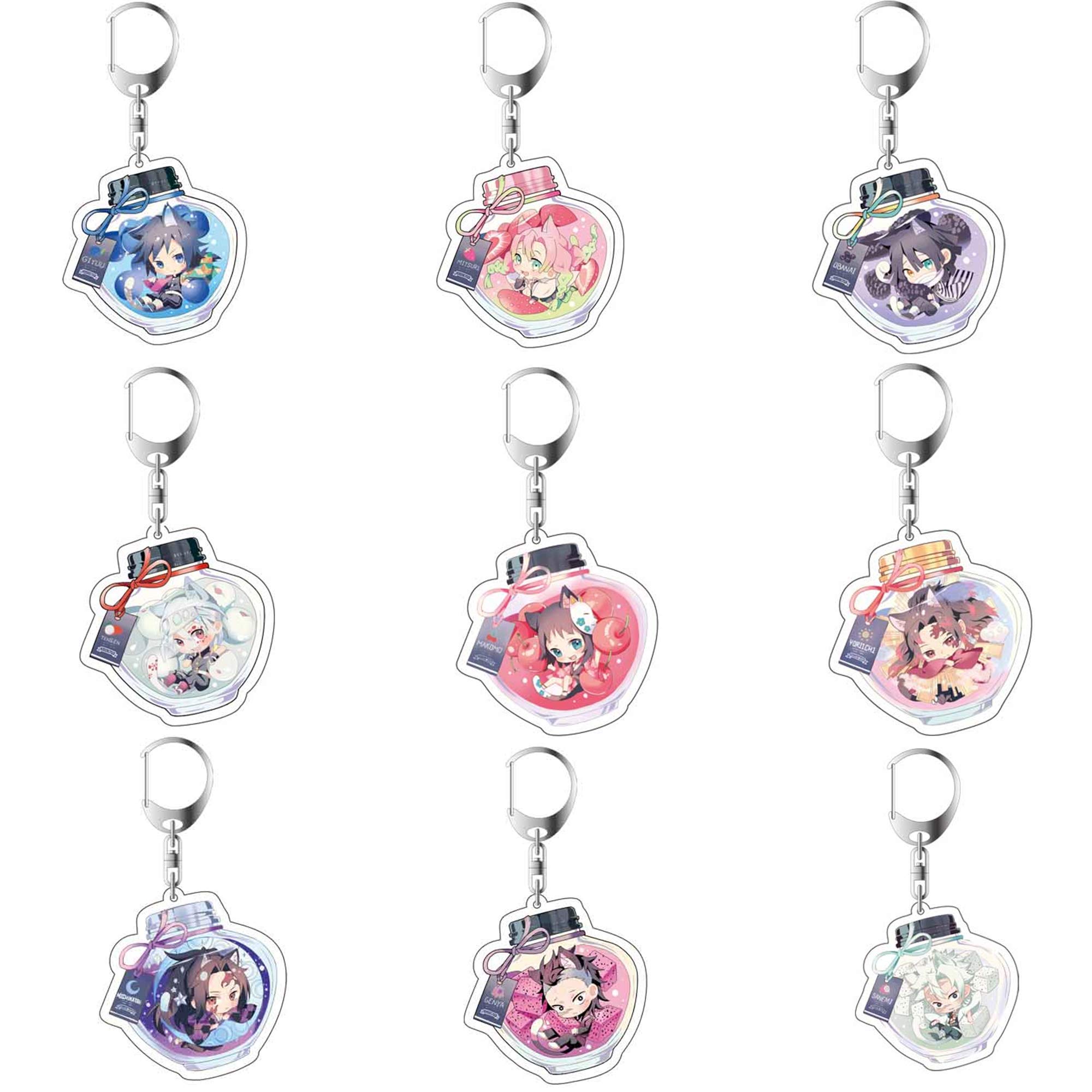 A Set of Demon Slayer: Kimetsu no Yaiba Keychains Pendant Hanging Ornament Keychain Keyring Set