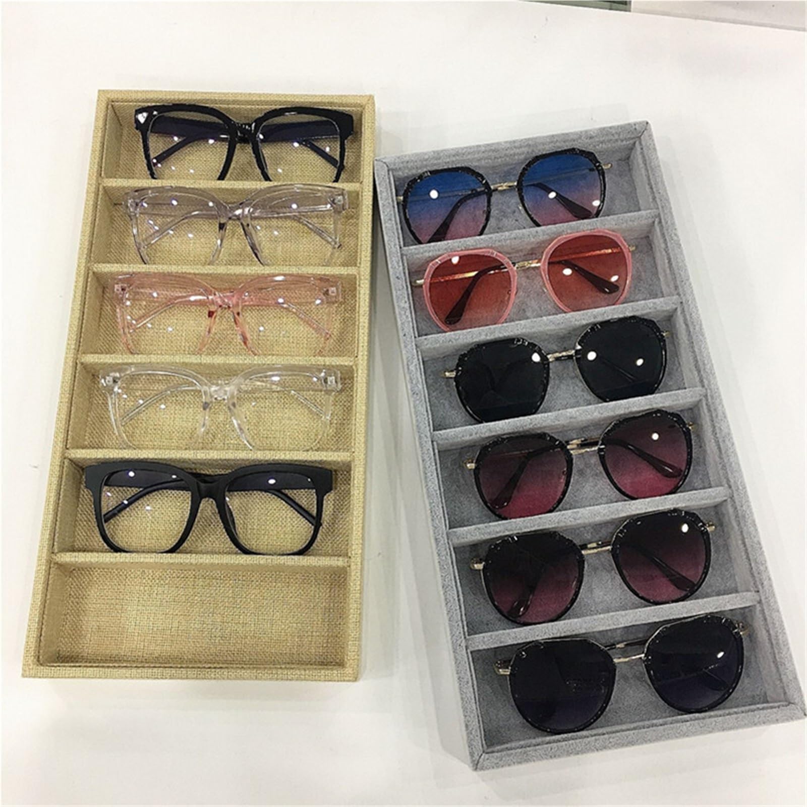 Caja expositora de gafas sol, accesorios embalaje, organizador joyería, caja almacenamiento for, 3 uds., 6 rejillas Para Gafas Joyería Reloj