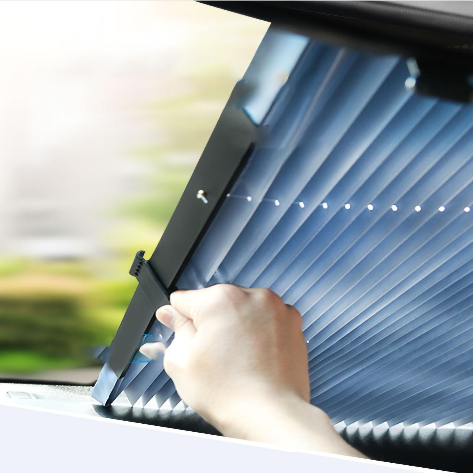 Parasole Retrattile per Parabrezza, Parasole per Auto Ad Avvolgimento Automatico, Riflettore Raggi UV per Veicoli, Materiale in Alluminio Premium, 1 Pezzo (70 * 160)