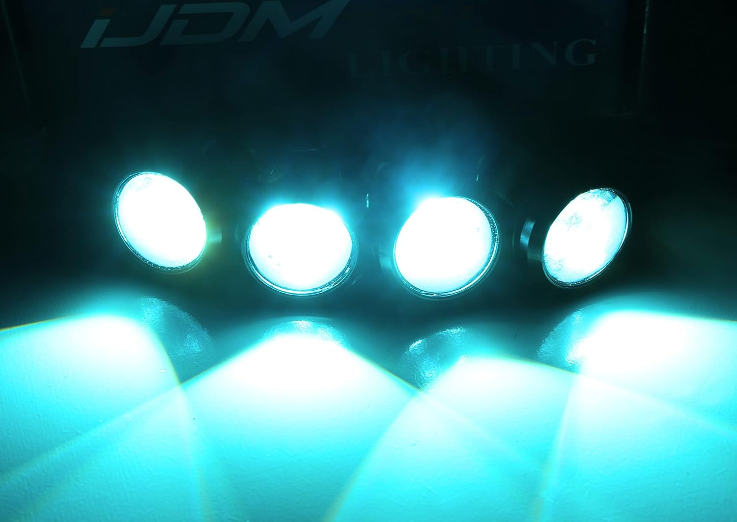 iJDMTOY 4pc Set Custom Retrofit 8000K Ice Blue Front Grille Mesh Mount LED Lighting Kit Compatible with Trucks SUVs