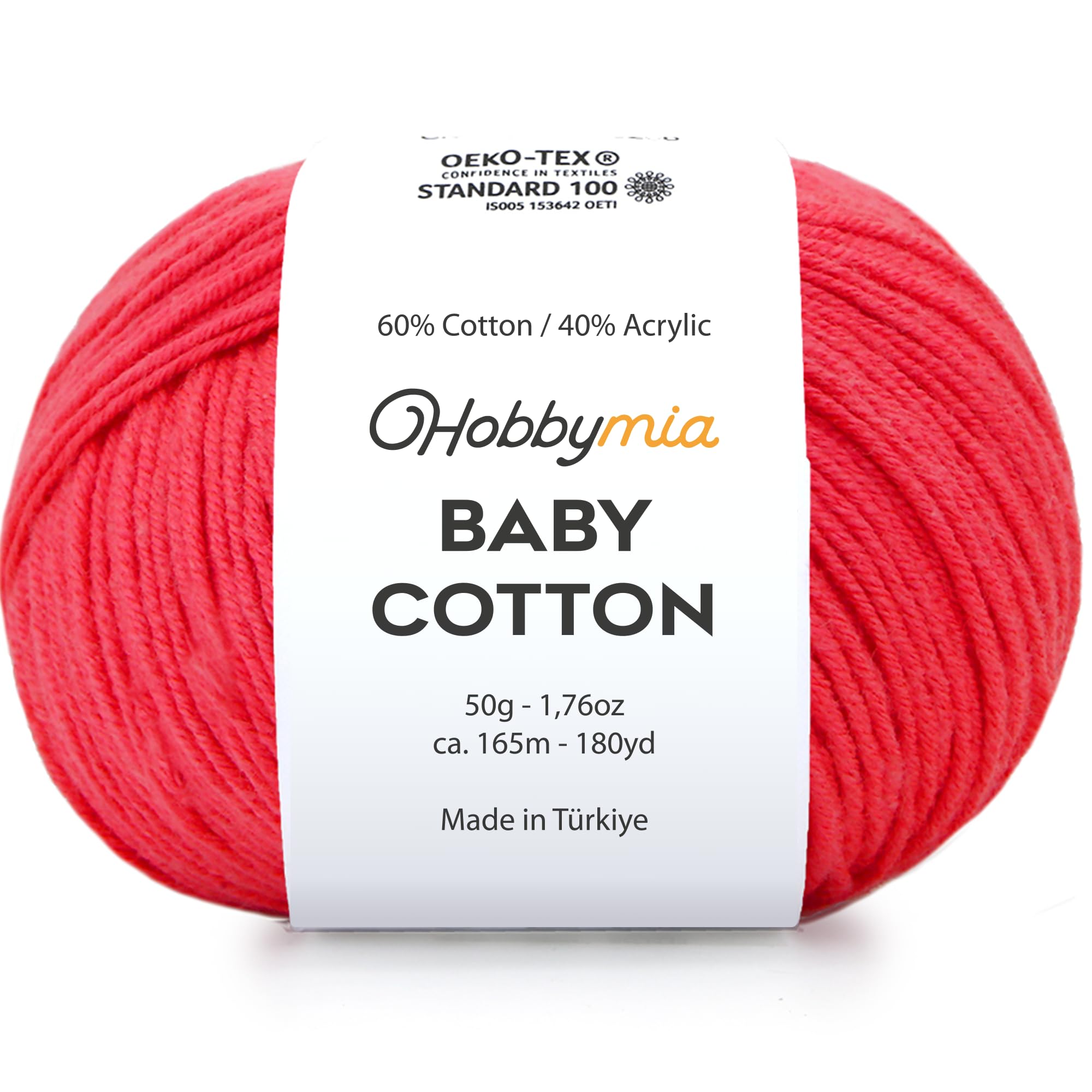 Baby Cotton Blend Yarn – Soft Sport Weight Yarn for Crochet & Amigurumi - 50g/180yds - 60% Cotton 40% Acrylic - Ideal for Baby & Knitting Proj.(Neon Green, 1 Ball) — view 75