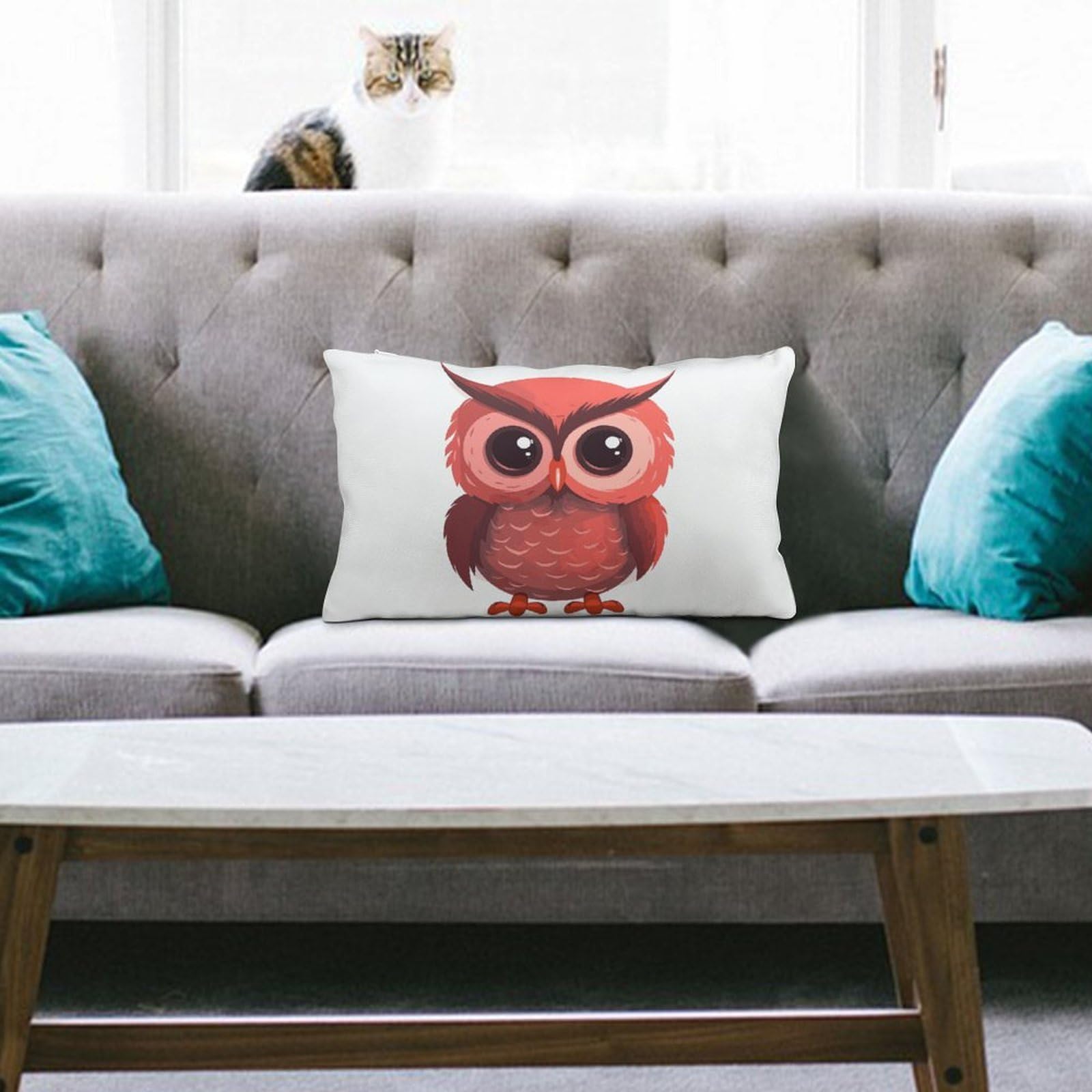 NTVOWPZO Decoration Throw Pillow Covers 8"x12" Pillowcases Covers Cute Red Owl Soft Pillowcases Modern Farmhouse Home Decor Sofa Cushions Covers for Couch Bed Living Room