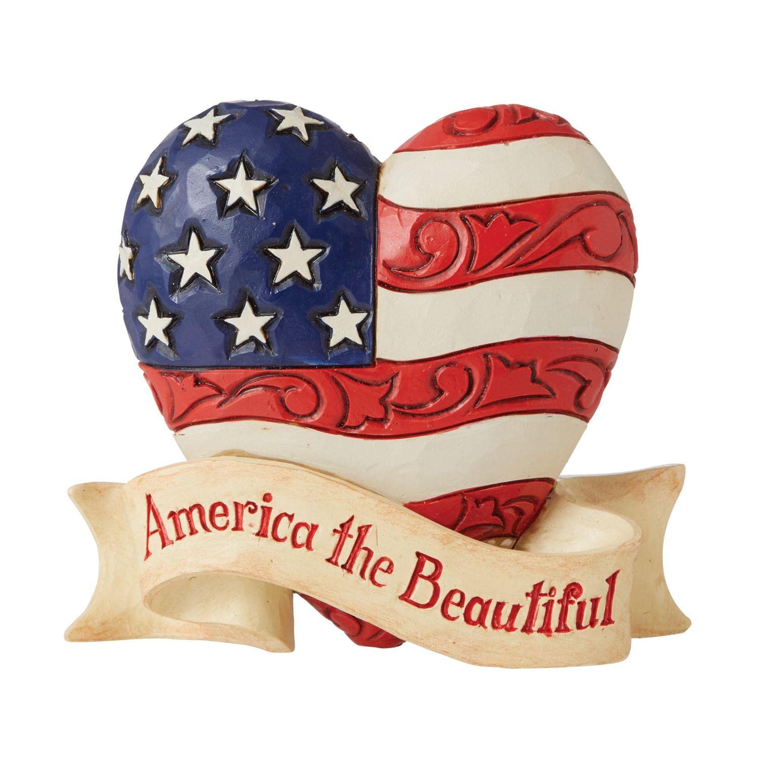 Jim Shore Mini Patriotic Beautiful Heart Figurine, 3.35 inches