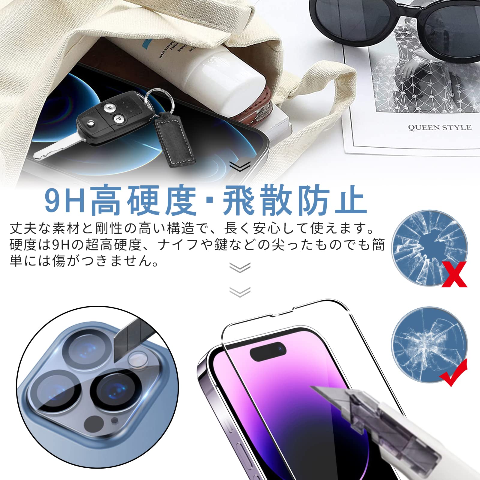 Amazon.co.jp: [5 in 1] iPhone 14 Pro 専用 ケース つや消し + ガラス 