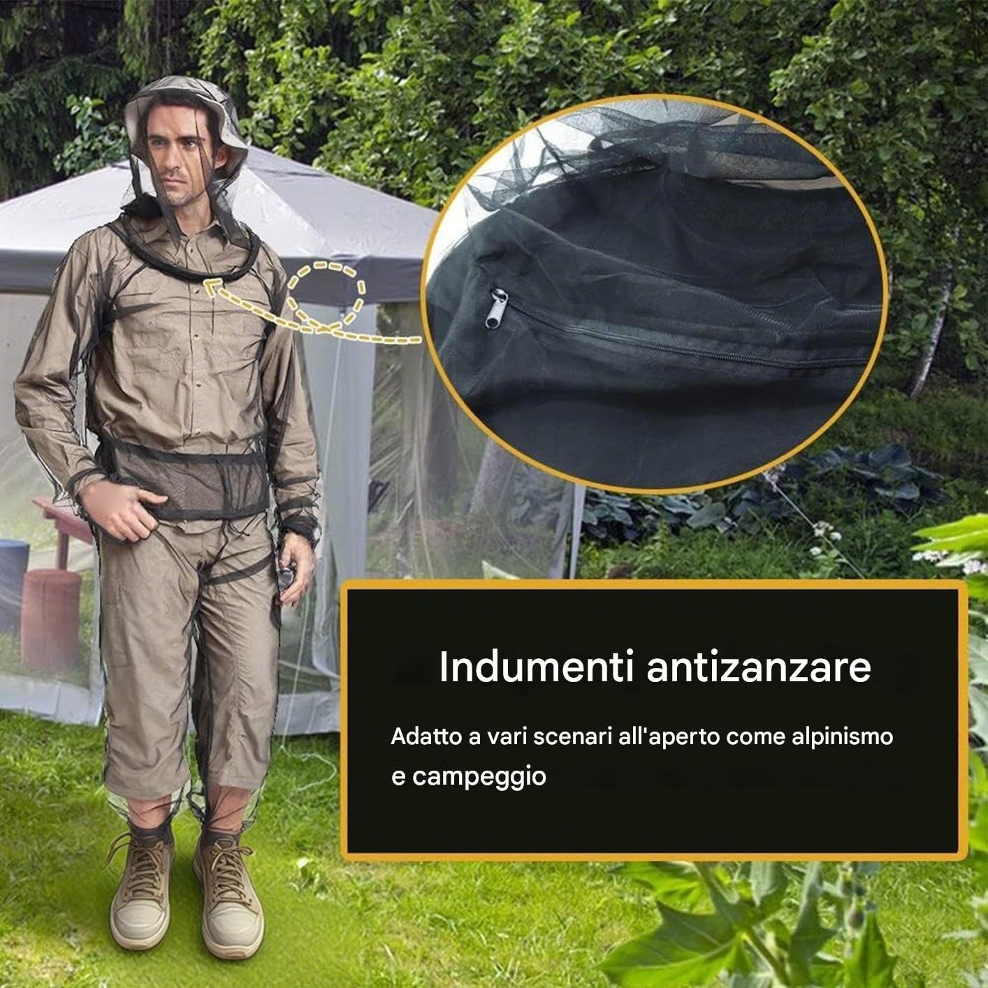 Generico Tuta Rete Anti-Zanzare,Tuta in Maglia Anti-Insetti con Cappuccio | Indumento in Mesh con Zaino da Viaggio per Escursionismo Arrampicata Attività All'aperto