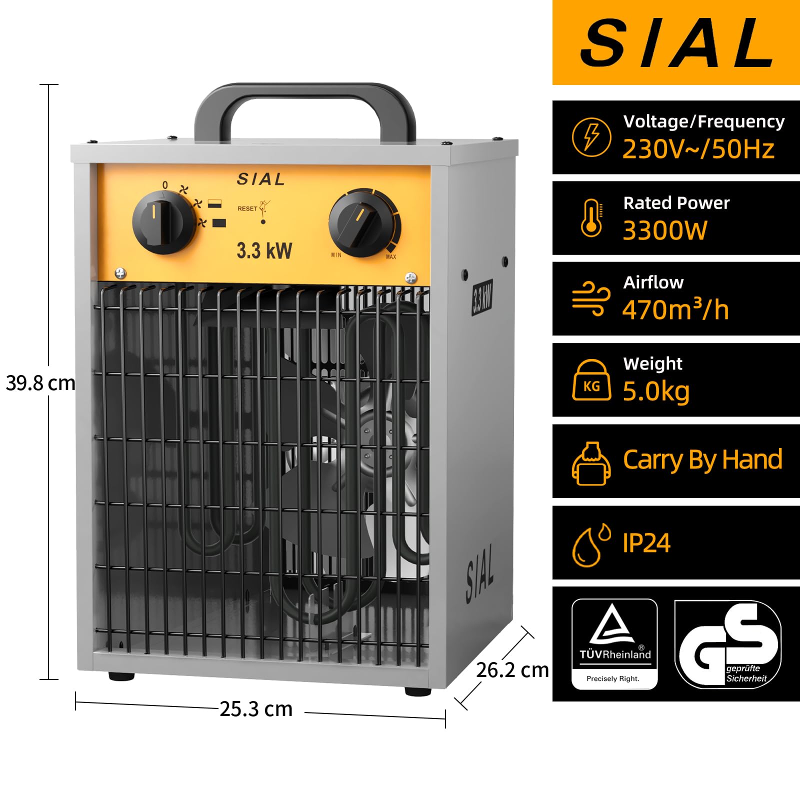 NAC New American Concept Elektrische ventilatorkachel, 3000 W