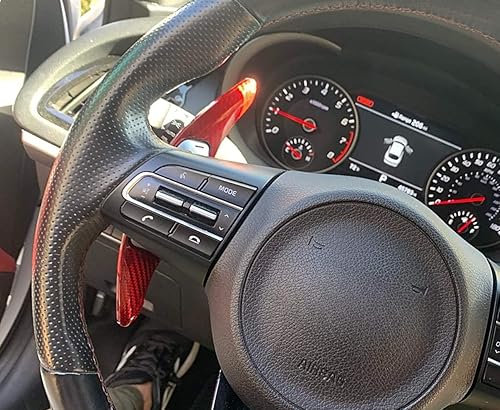 Miniatura 6 de iJDMTOY Red Genuine Carbon Fiber Steering Wheel Larger Paddle Shifter Extensions Compatible with Chevy 2014-2019 C7 Corvette, 2016-up Gen6 Camaro