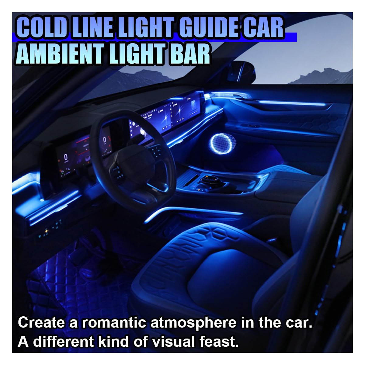EL Wire Car Interior LED Strip Lights, 5V 16FT Neon Light Strip with Sewing Edge, USB Electroluminescent Car Interior Lights with Fuse Protection, Vehicle Ambient Lighting Decorations (Blue)