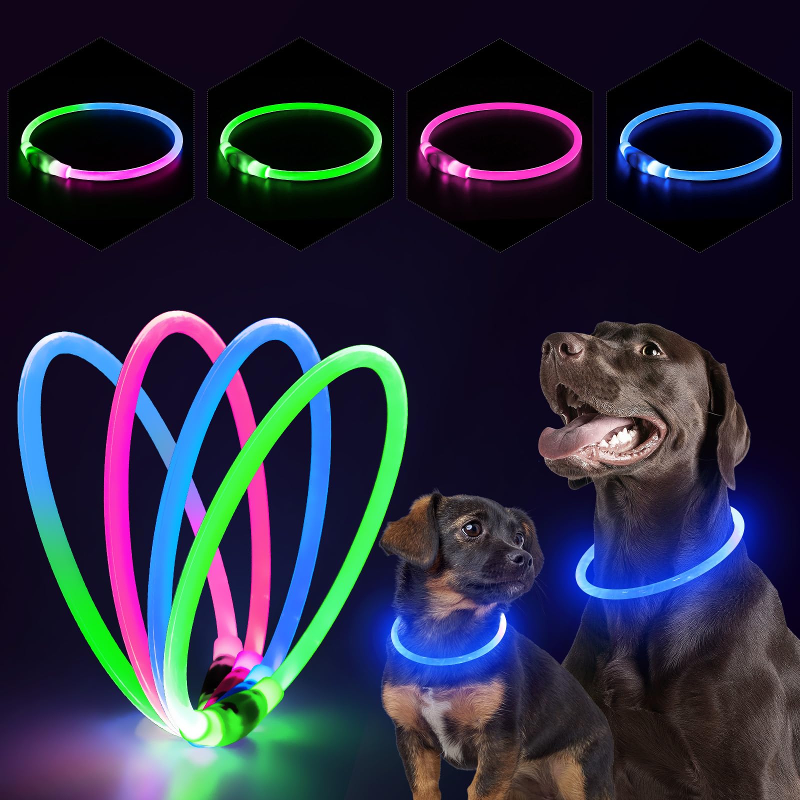 Amazon | PZRLit 光る首輪 犬 散歩 夜 ライト USB 充電式 視認距離500m