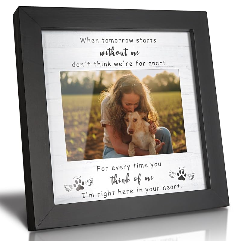 Porta-Retrato Memorial para Cães e Gatos em Madeira HAMUIERS para Foto 10,16 x 15,24 cm, Black/When Tomorrow