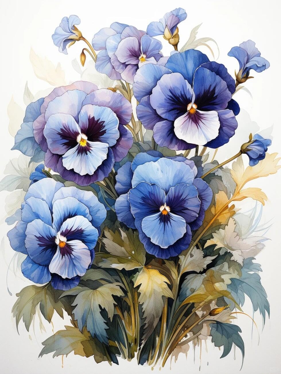 RKFLGEW 14CT Cross Stitching Kit Watercolor Flowers Cross Stitch Starter Set for Adults DIY Needlepoint Kits Embroidery Patterns Home Decoration 40x50cm
