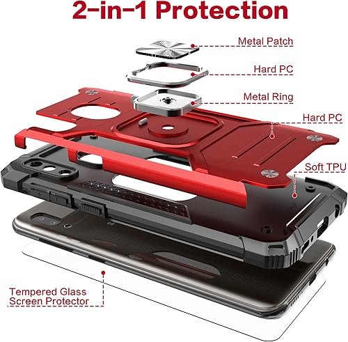 Miniatura 6 de Funda para Galaxy A20 con protector de pantalla, a prueba de golpes, a prueba de caídas, ajuste delgado, con soporte de automóvil, cubierta