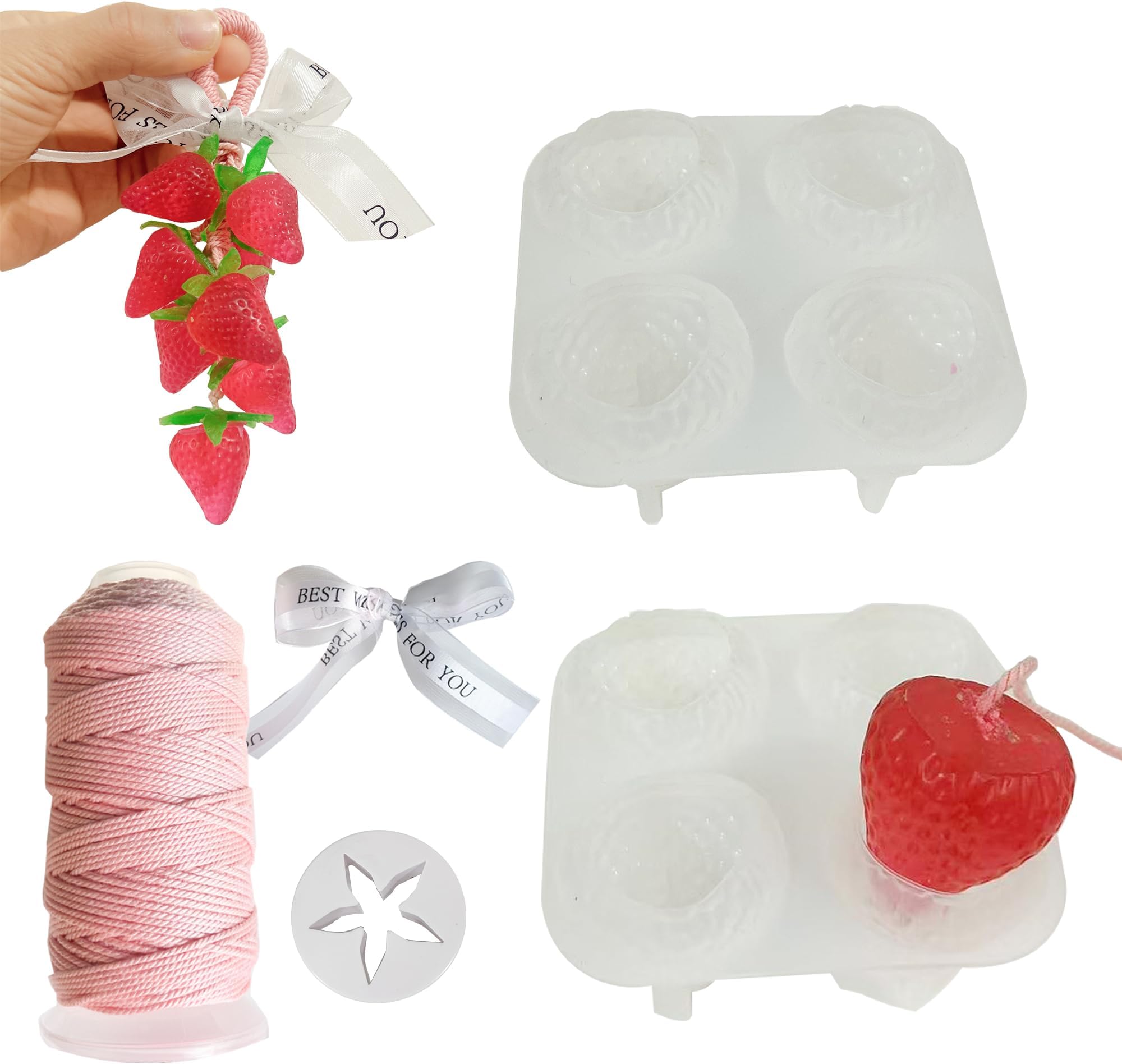 DIY Silicone Strawberry-Shaped Grape Soap Molds - Exquisite Soap Making Kit Moldes para Jabones Artesanales Make Your Own Soaps for Gift (Without Soaps)