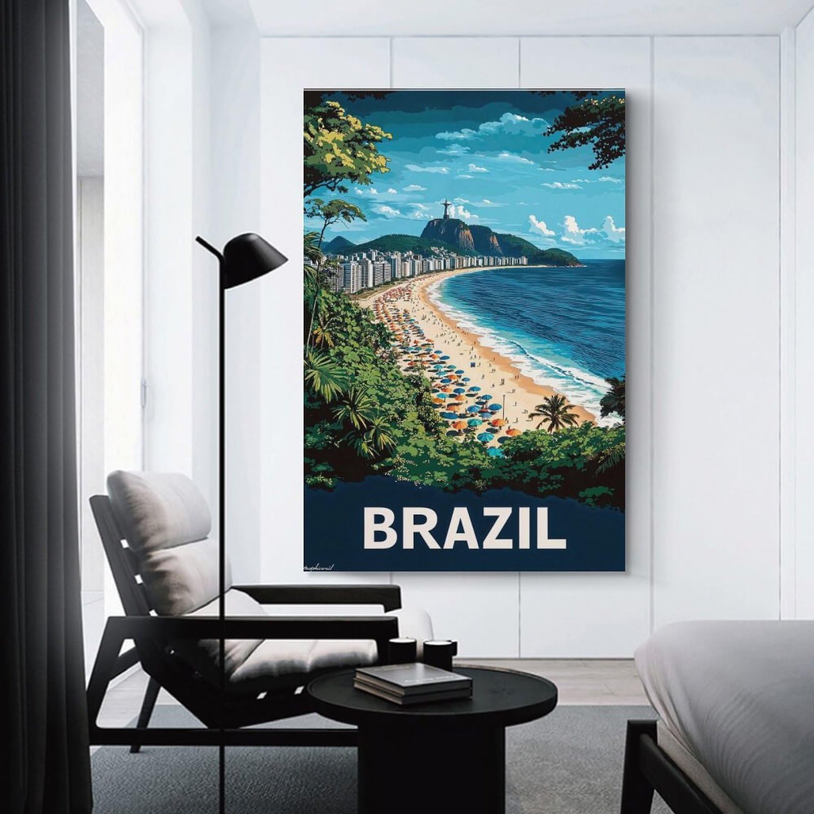 Junmoney Unframe-Style-10 Brazil Beach Scene Room Decor Wall Art 08X12inch(20X30cm), For Entrance Walls, Hall Decor Or Foyers, A Neat Decor Update For Hallways