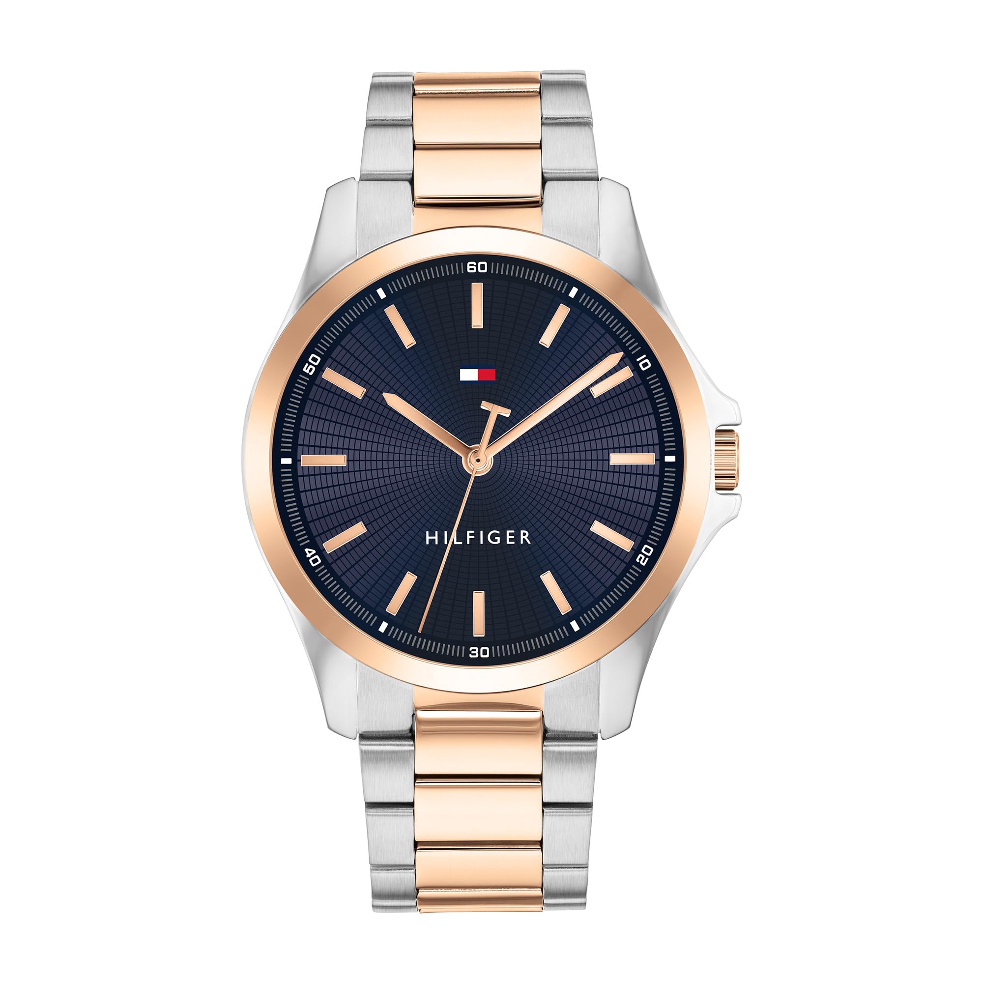 Tommy Hilfiger Orologio con Movimento al Quarzo a Tre Lancetteda Uomo con Cinturino in Acciaio Inossidabile Bicolore - 1792193, Rose Gold