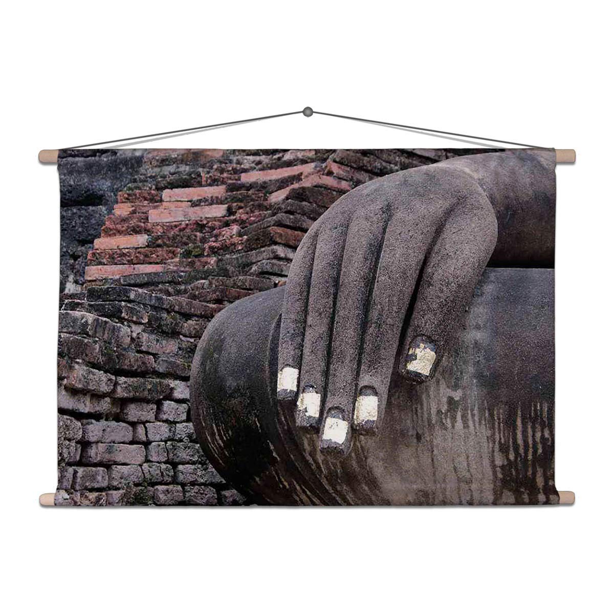 ArtzFolio Fingers Of Buddha In Sukhothai Park Thailand Velvet Fabric Painting Tapestry | Scroll Art Hanging 27.2 x 18 inch (69 x 46 cms)