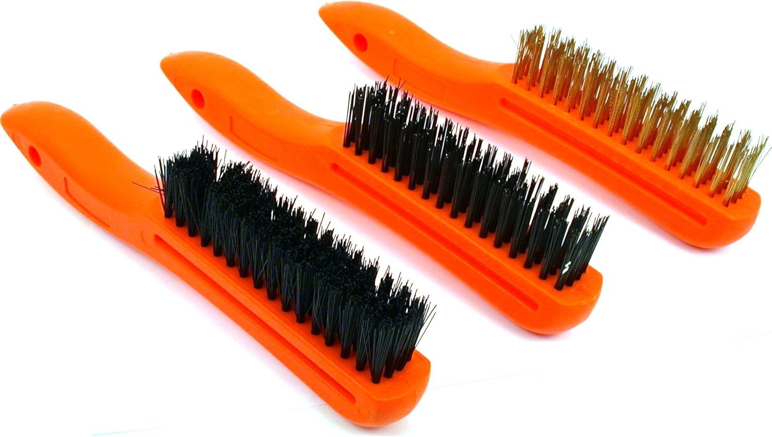 3 Brass Nylon Steel Cleaning Brushes Auto Shop Tools : Patio, Lawn & Garden