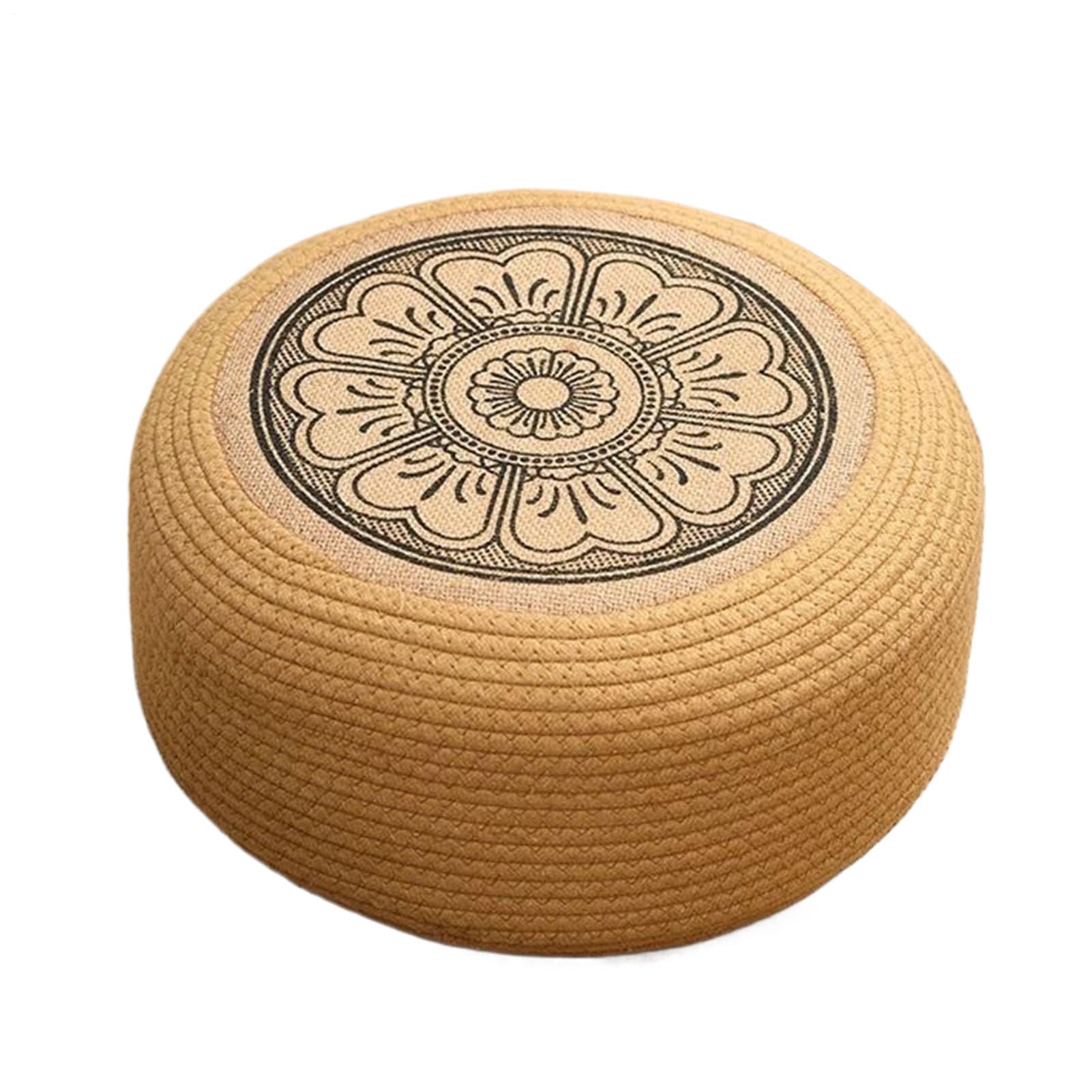Ottomana in rattan - Pouf da esterno rotondi intrecciati a mano, cuscini da pavimento versatili, per sedersi, elegante accento sul portico a bordo piscina | Mobili esterni durevoli per il balcone del