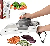 Cortador de Legumes Multifuncional Profissional – Mandolin de Aço Inoxidável para Fatiar, Ralar e Picar – Utensílio Manual de Cozinha Premium