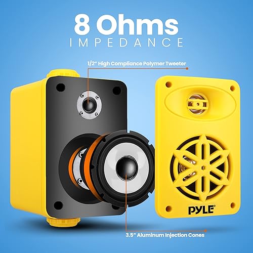 Vista 27 de Pyle USA - Par de altavoces para interiores y exteriores, sistema de altavoces de rango completo de 2 vías de 300 W, doble impermeable, 4 pulgadas