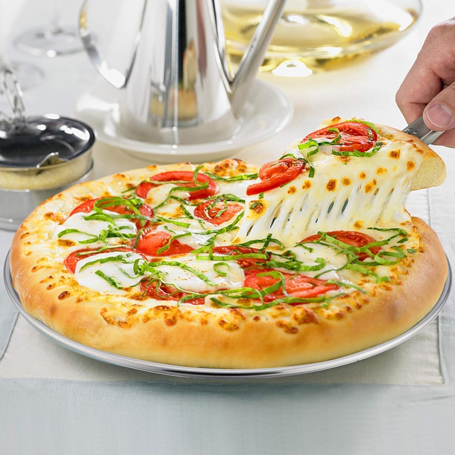 Bandeja de aluminio para pizza, 12 pulgadas, borde ancho – Paquete de 4